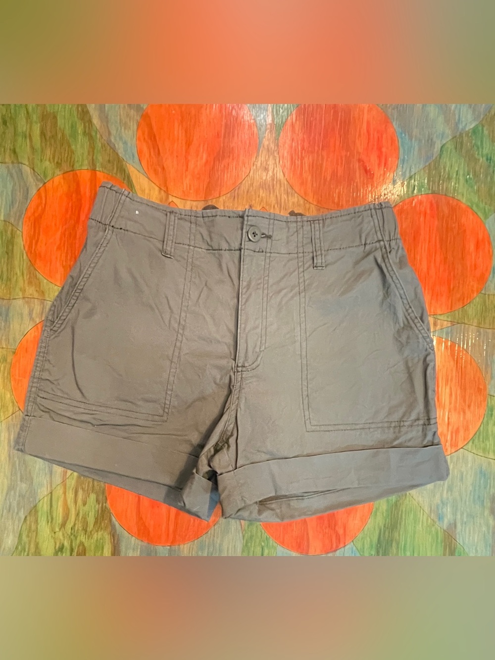 Sanctuary Olive Green Utility Shorts Cotton Spandex Stretch Pull On Pockets Medi